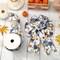 Fall Wired Edge Ribbon 2.5 Inch Blue Watercolor Autumn Pumpkin Sunflower Ribbon for Bow Wreath Craft Gift Wrap Farmhouse Harvest Thanksgiving Holiday Party Decoration, 12 Yard